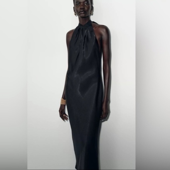 Zara NWT black halter dress 8807/399 - Picture 6 of 10
